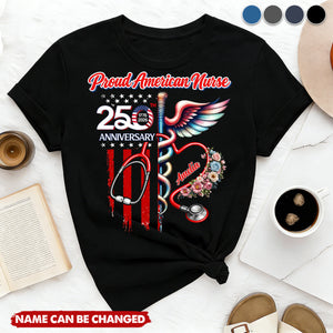 Custom Name Proud American Nurse With America 250 Dark Shirt
