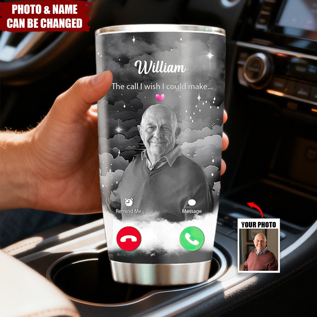 The Call I Wish I Could Take Memorial Sympathy Gift Remembrance Keepsake Photo Personalized Tumbler