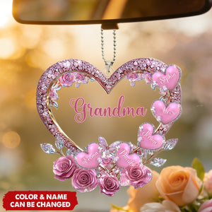 Grandma's Mom's Sweethearts - Personalized Grandma Custom Shaped Car Ornament