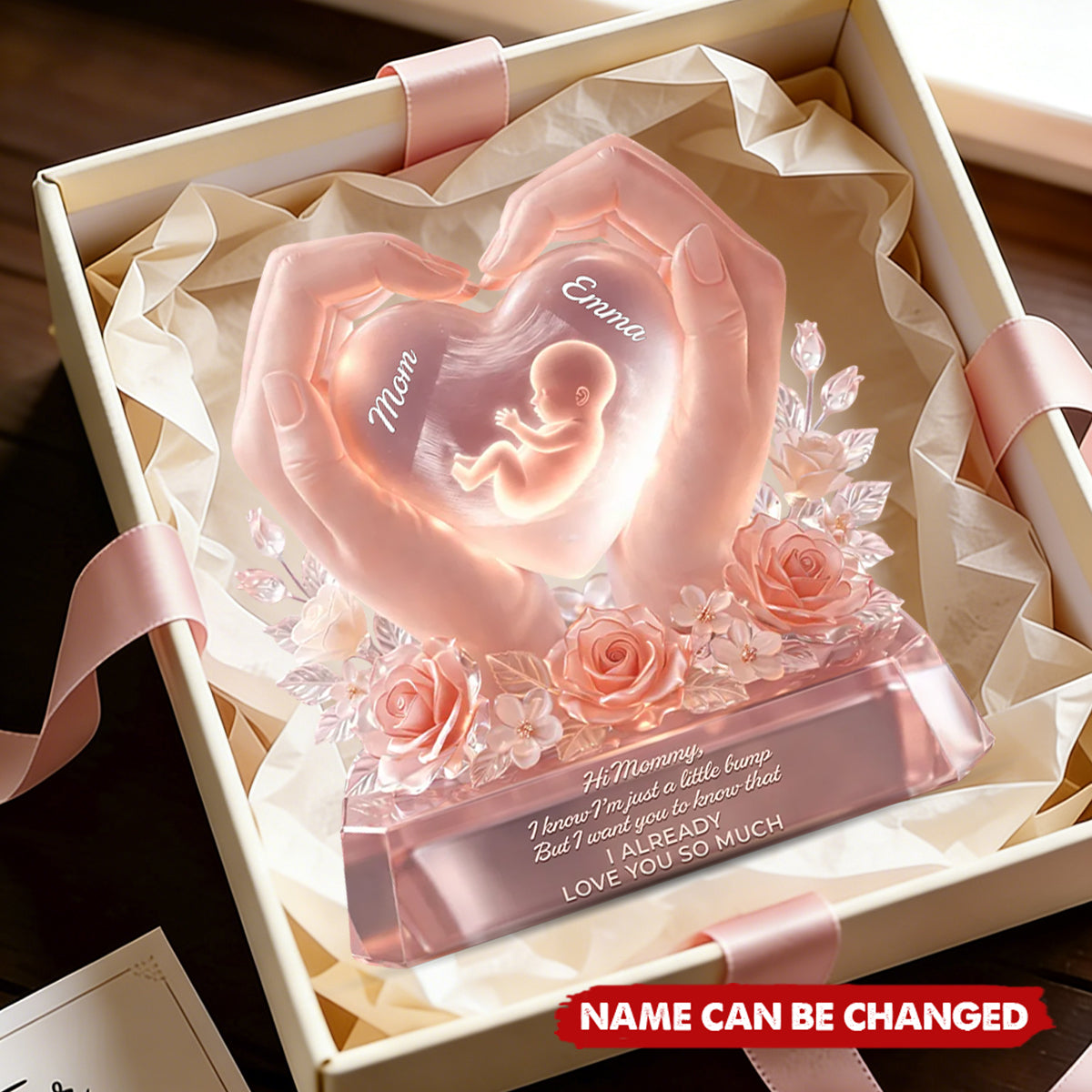 Baby Bump Love Mother - Personalized Acrylic Block Plaque - Heartfelt Gift For Mom
