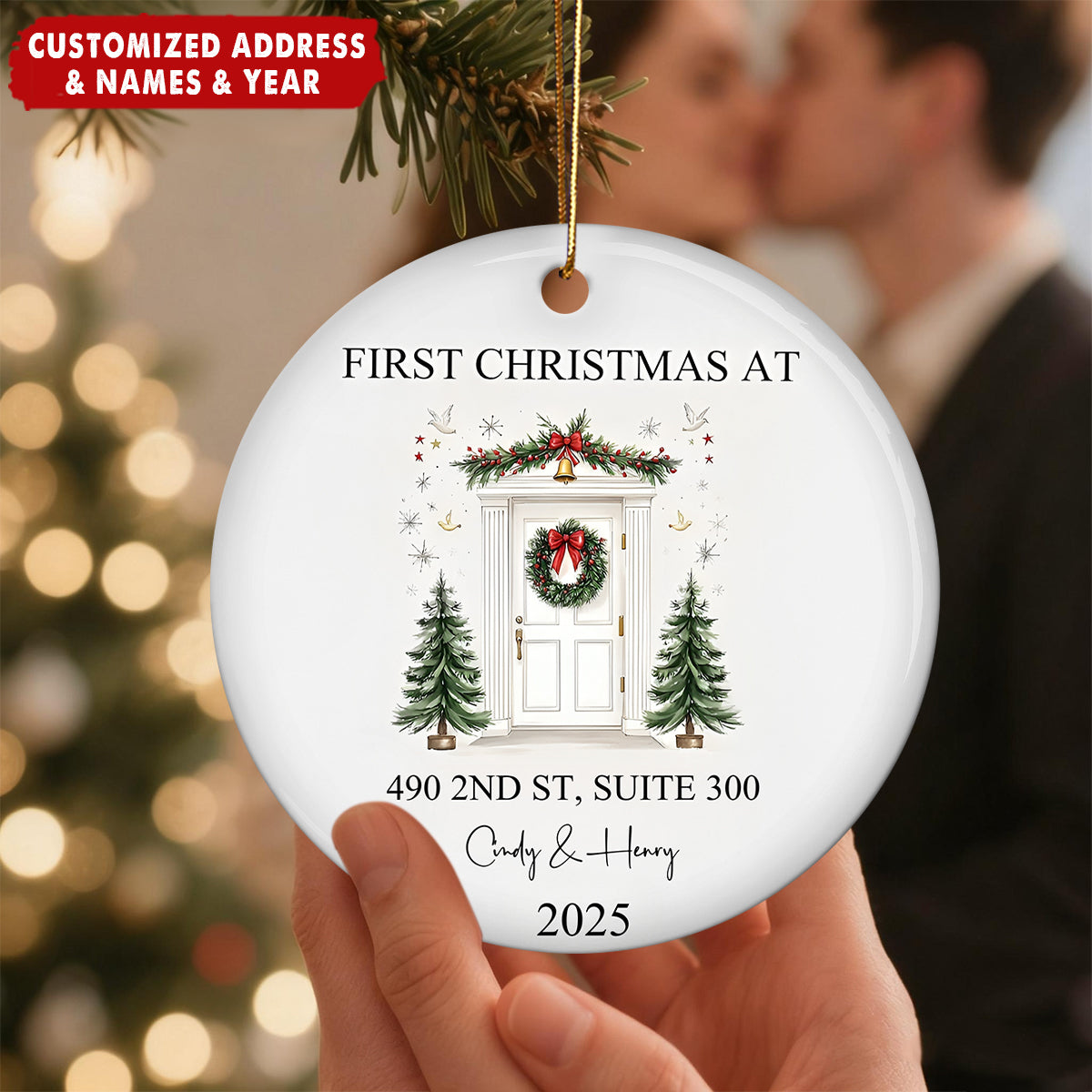 First Christmas In Our New Home Personalized Couples Home Ceramic Ornament