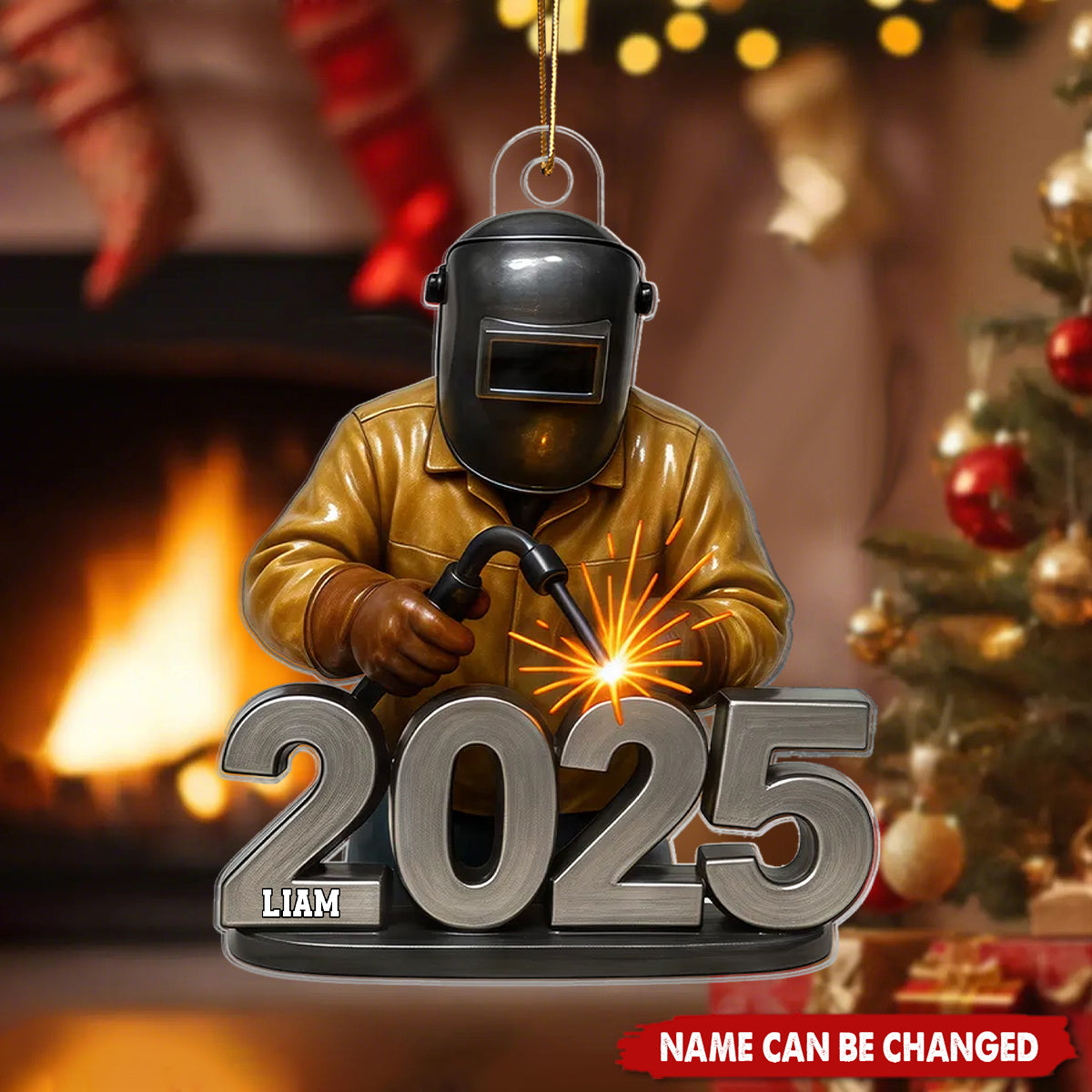 Welder Working 2025 - Personalized Acrylic Ornament - Gift For Welders, Metal Worker Mechanic Welding
