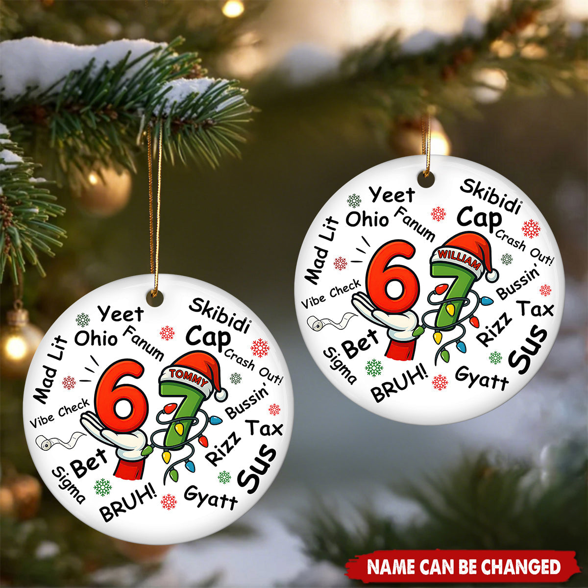 Funny Gen Z Slang Teenager Personalized Six Seven Ornament Kids Christmas Gift