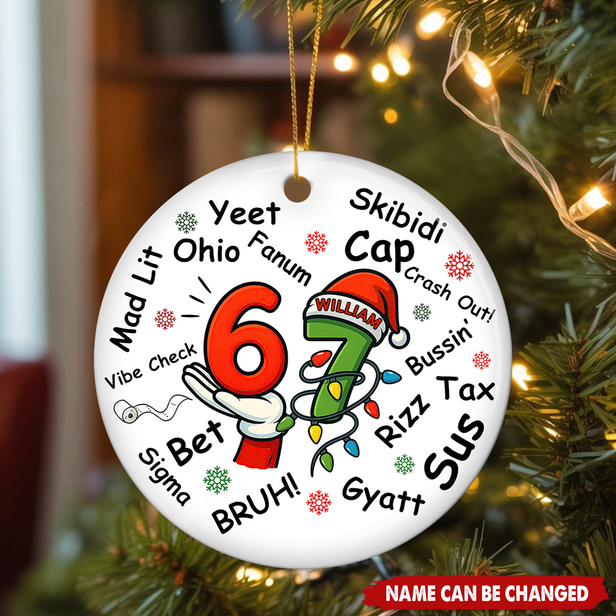 Funny Gen Z Slang Teenager Personalized Six Seven Ornament Kids Christmas Gift