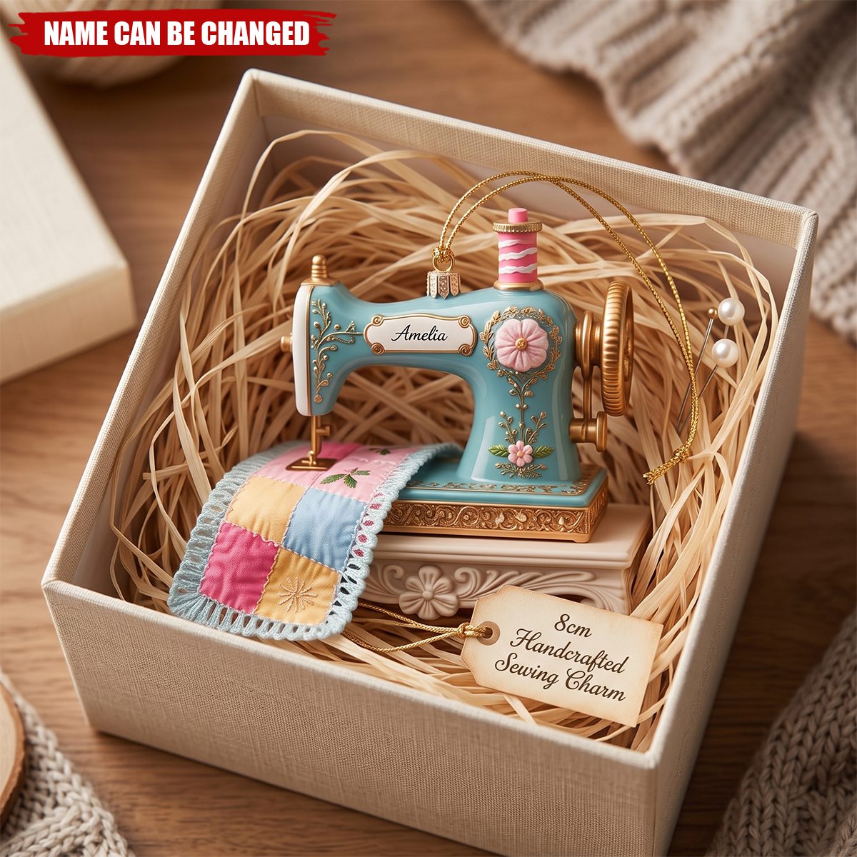 Sewing Machine Quilter Personalized Christmas Acrylic Ornament - Seamstress Gift