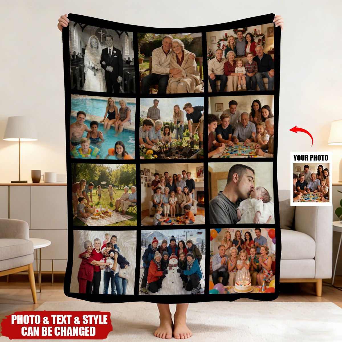 Custom Photo Family Couple Besties Memory - Personalized Photos Collage Blanket