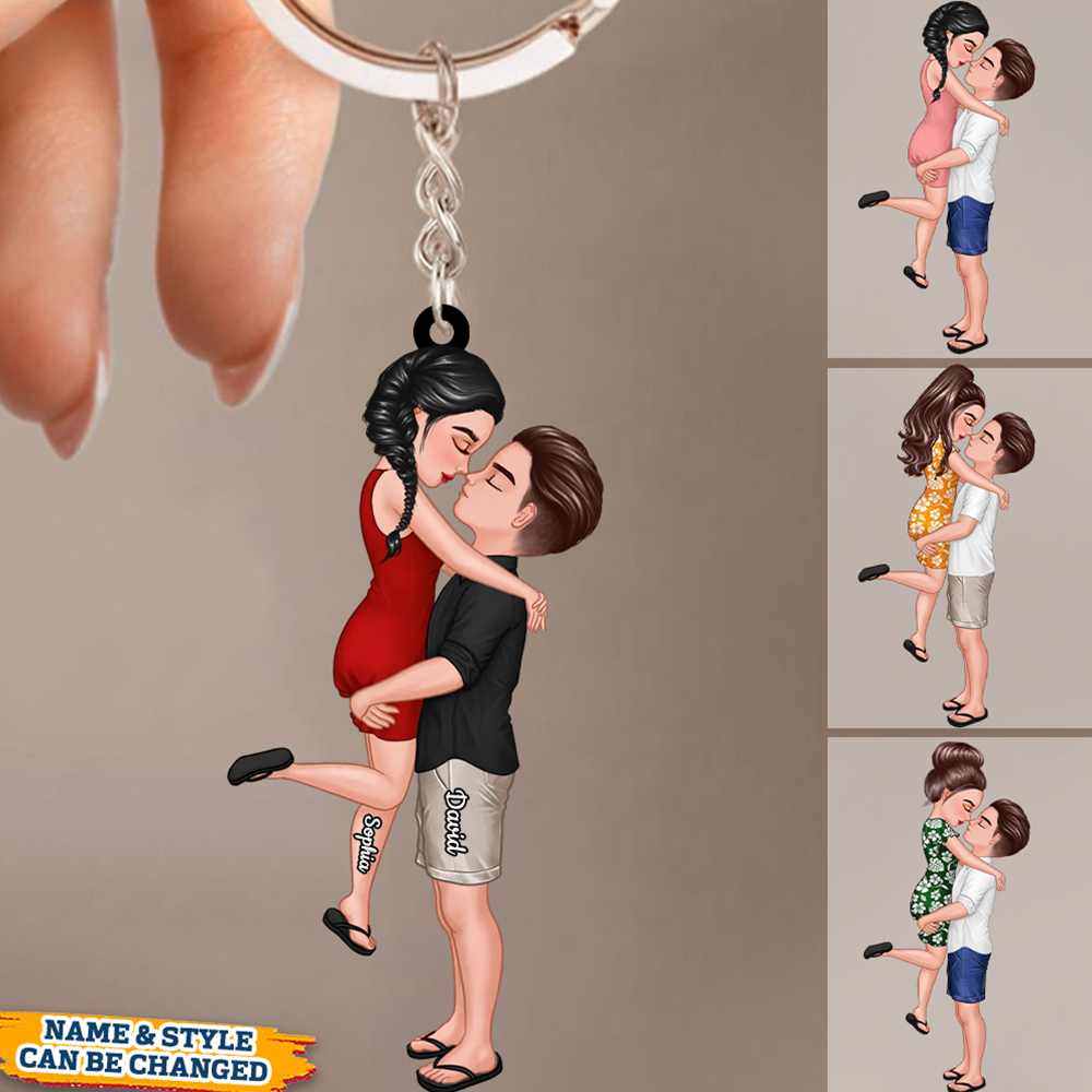 Summer Doll Couple Kissing Hugging  Personalized Keychain