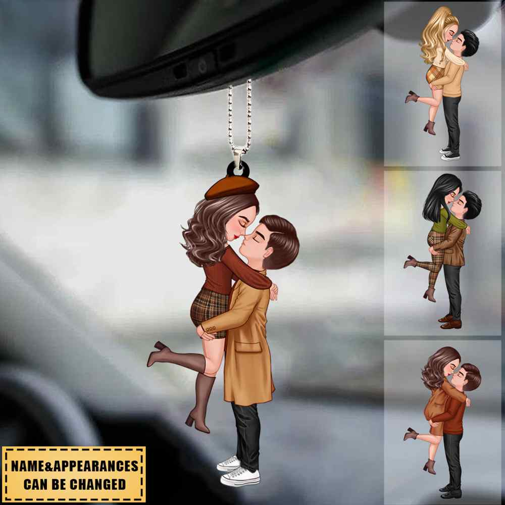 Fall Season Doll Couple Kissing Hugging Personalized Ornament