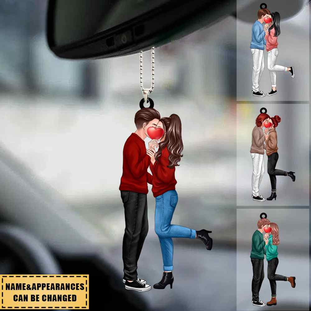 Couple Hugging And Kissing - Personalized Ornament