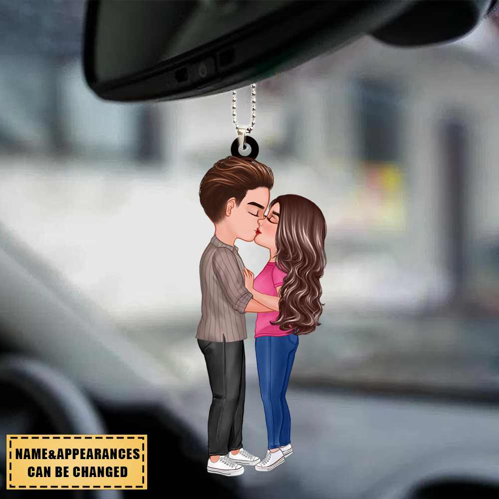 Doll Couple Kissing And Hugging - Personalized Ornament