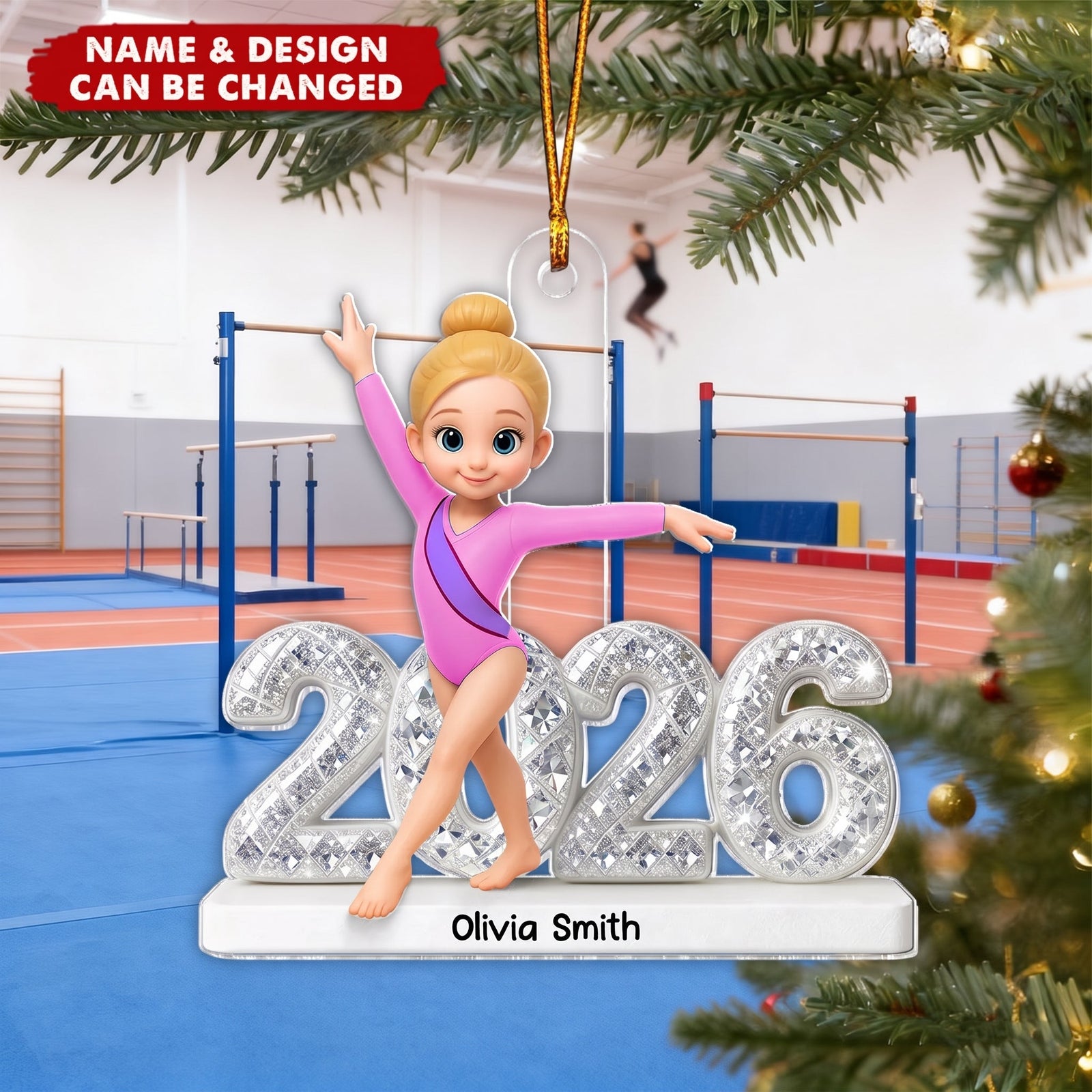 3D Shining Effect Christmas Gymnastic Girl - Personalized Christmas Acrylic Ornament