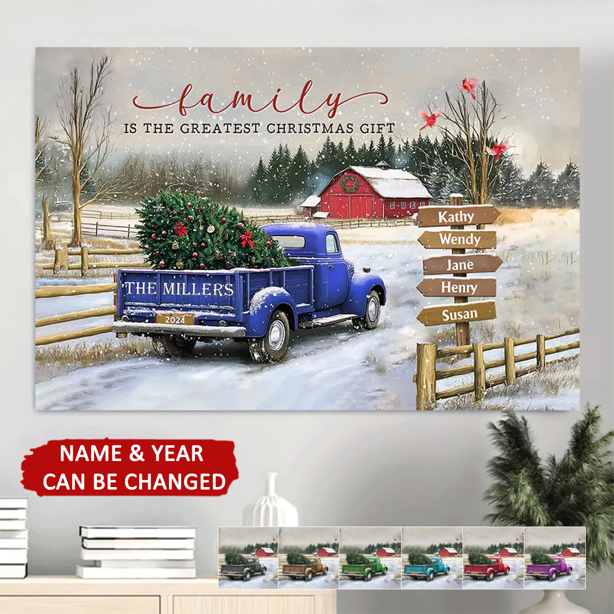 Family Christmas Truck Personalized Canvas