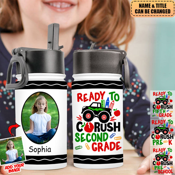 Upload Photo - Personalized Kids Water Bottle With Straw Lid - Birthda ...