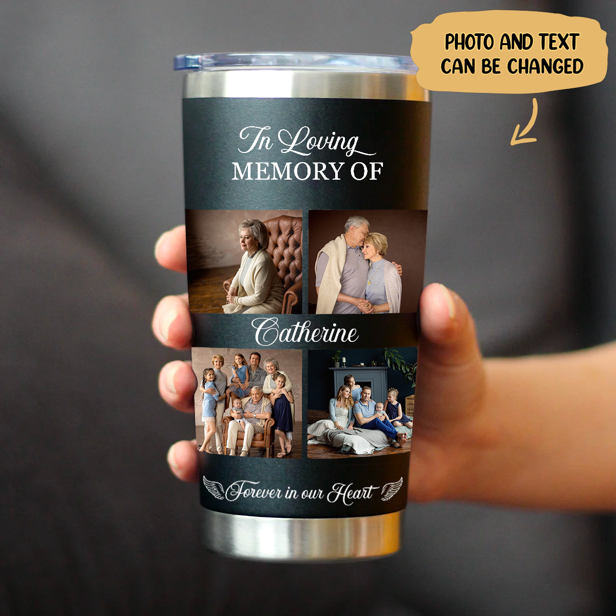 20oz Memorial - In Loving Memory Of You Forever In Our Heart V2 - Personalized Tumbler