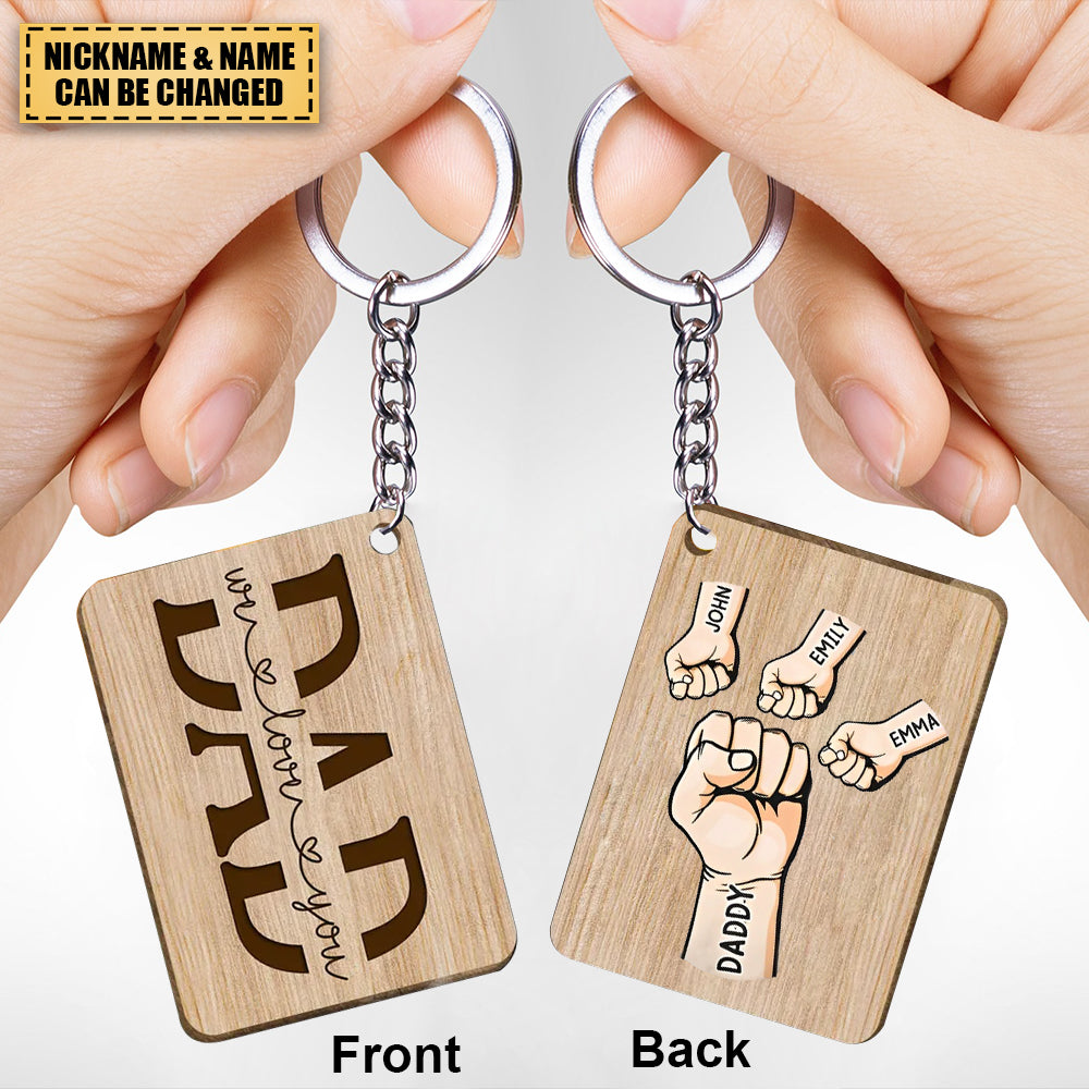 Best Dad Ever - Family Fist Bump - Father‘s Day Personalized Wooden Keychain