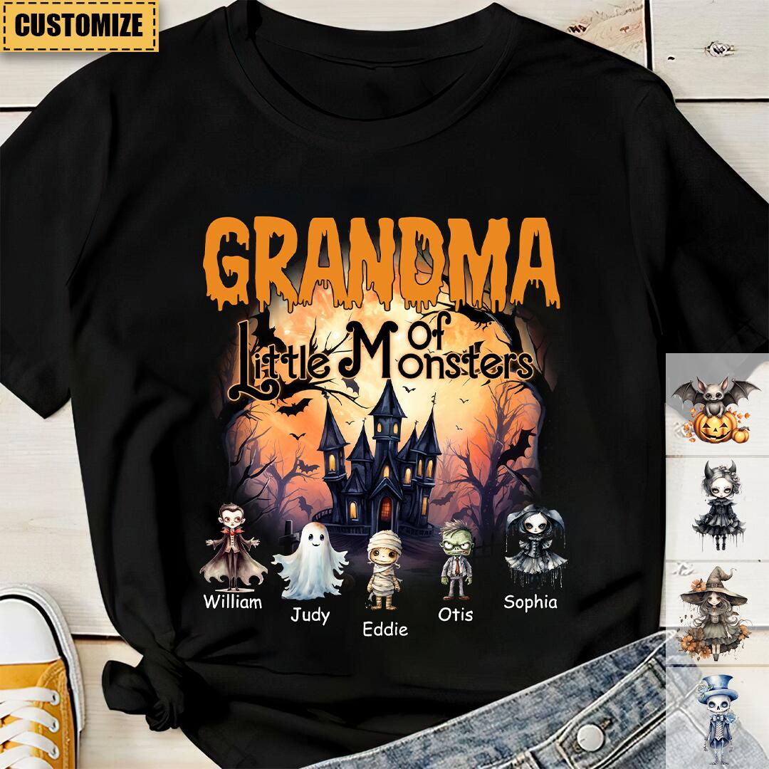 Grandma/Grandpa Of These Little Monsters - Personalized Custom Unisex T-Shirt - Gift For Parents, Gift For Grandparents, Halloween Ideas
