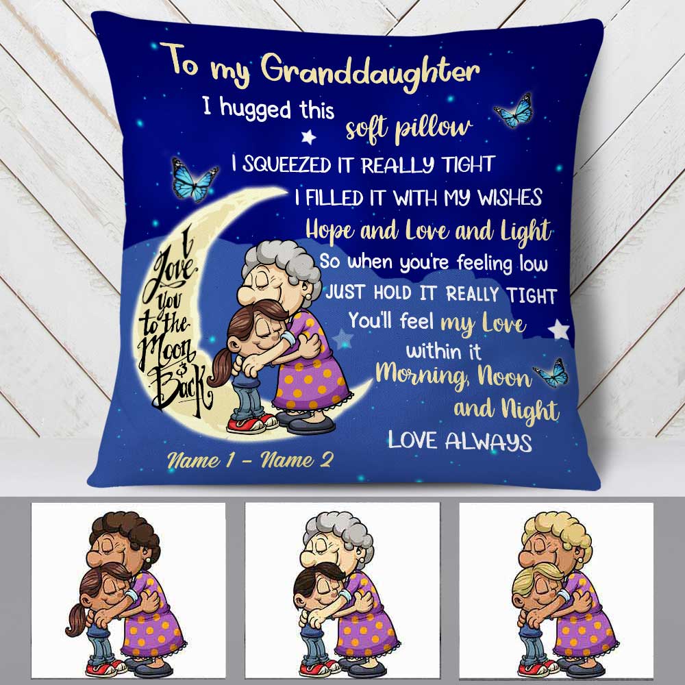 Personalized Mom Grandma Granddaughter Grandson Pillow