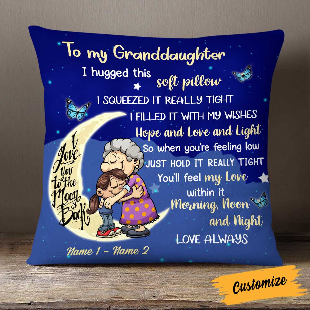 Personalized Mom Grandma Granddaughter Grandson Pillow