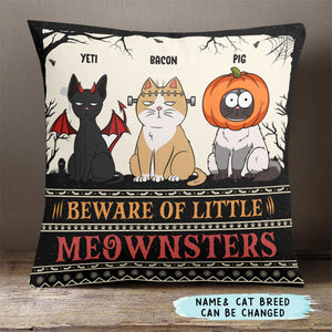 Beware Of Little Meownsters New Version - Personalized Pillow