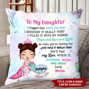 To My Daughter Granddaughter Mermaid Pillow