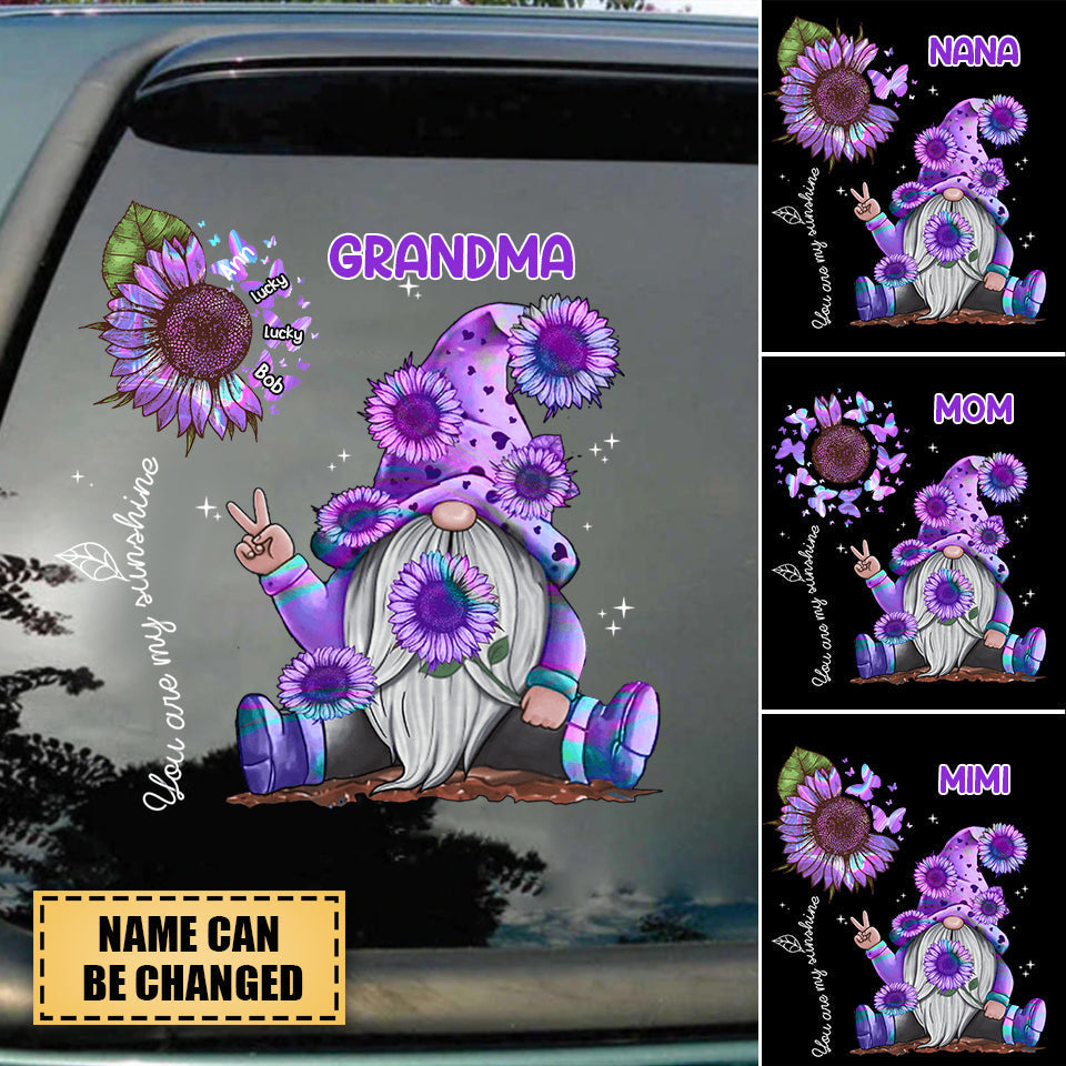 Hologram Sunflower Grandma- Mom, You Are My Sunshine Personalized Decal