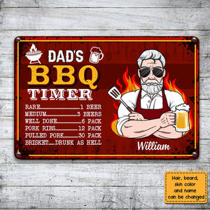 Dad BBQ Grill Metal Sign
