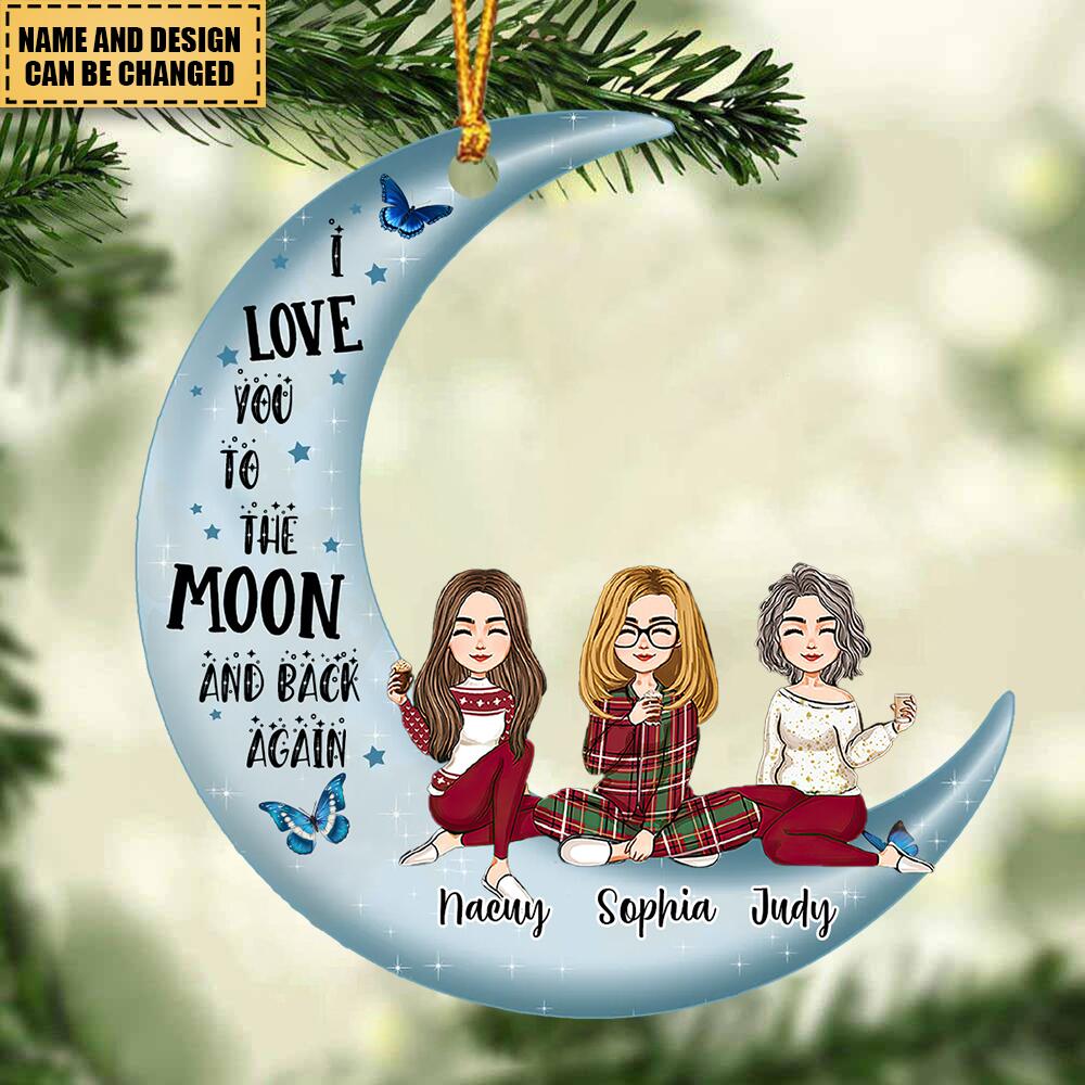 Sister/Brother Sitting On Moon Christmas Gift Personalized Acrylic Ornament