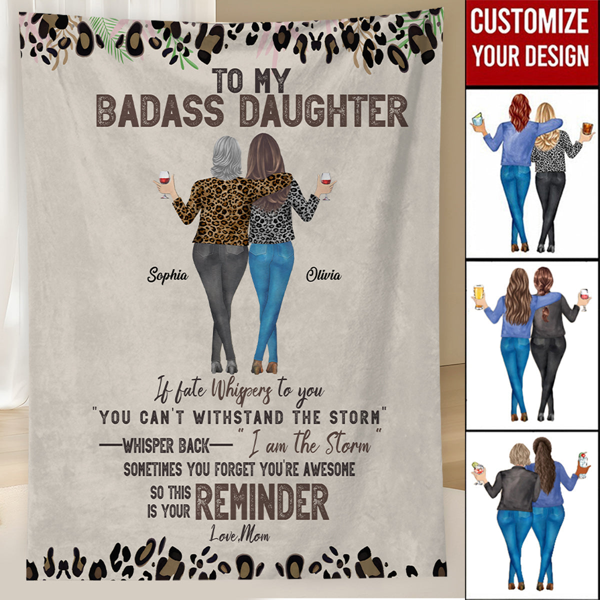 To My Daughter Whisper Back I Am The Storm - Personalized Blanket