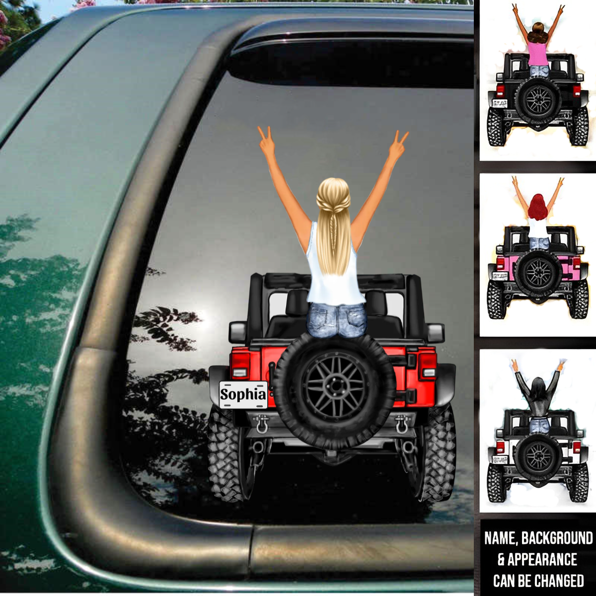 Personalized A Girl With Off-Road Car Decal Funny Travel Gift For Journey Girls