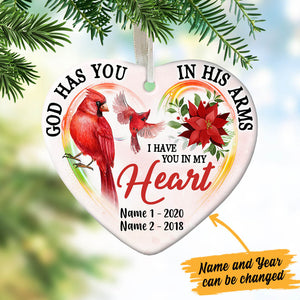Personalized Cardinal Memorial Heart Ornament