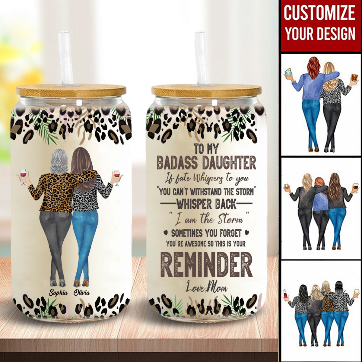To My Daughter Whisper Back I Am The Storm - Personalized Clear Glass Can