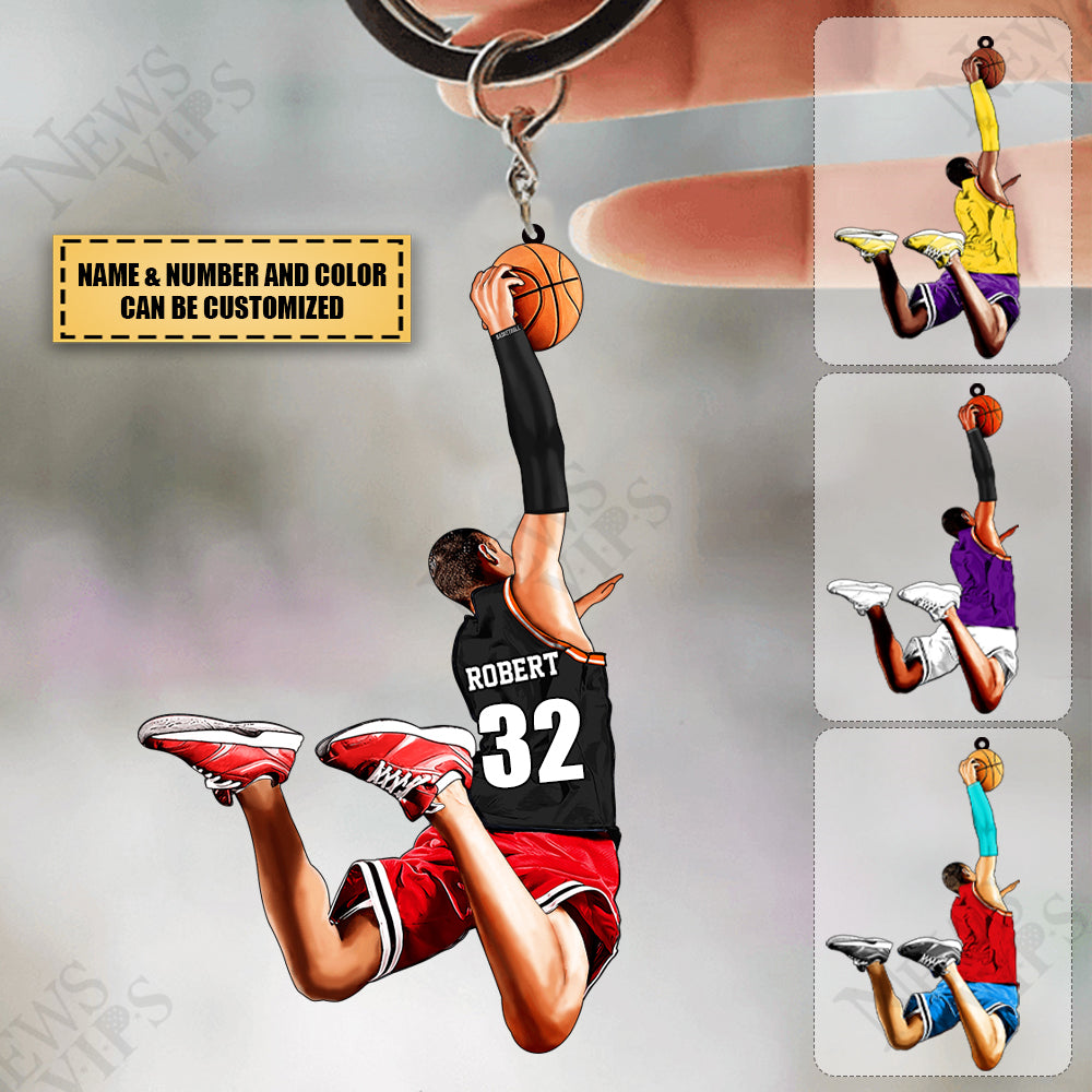 Personalized Basketball Player Keychain For Basketball Fans , Basketball Lovers