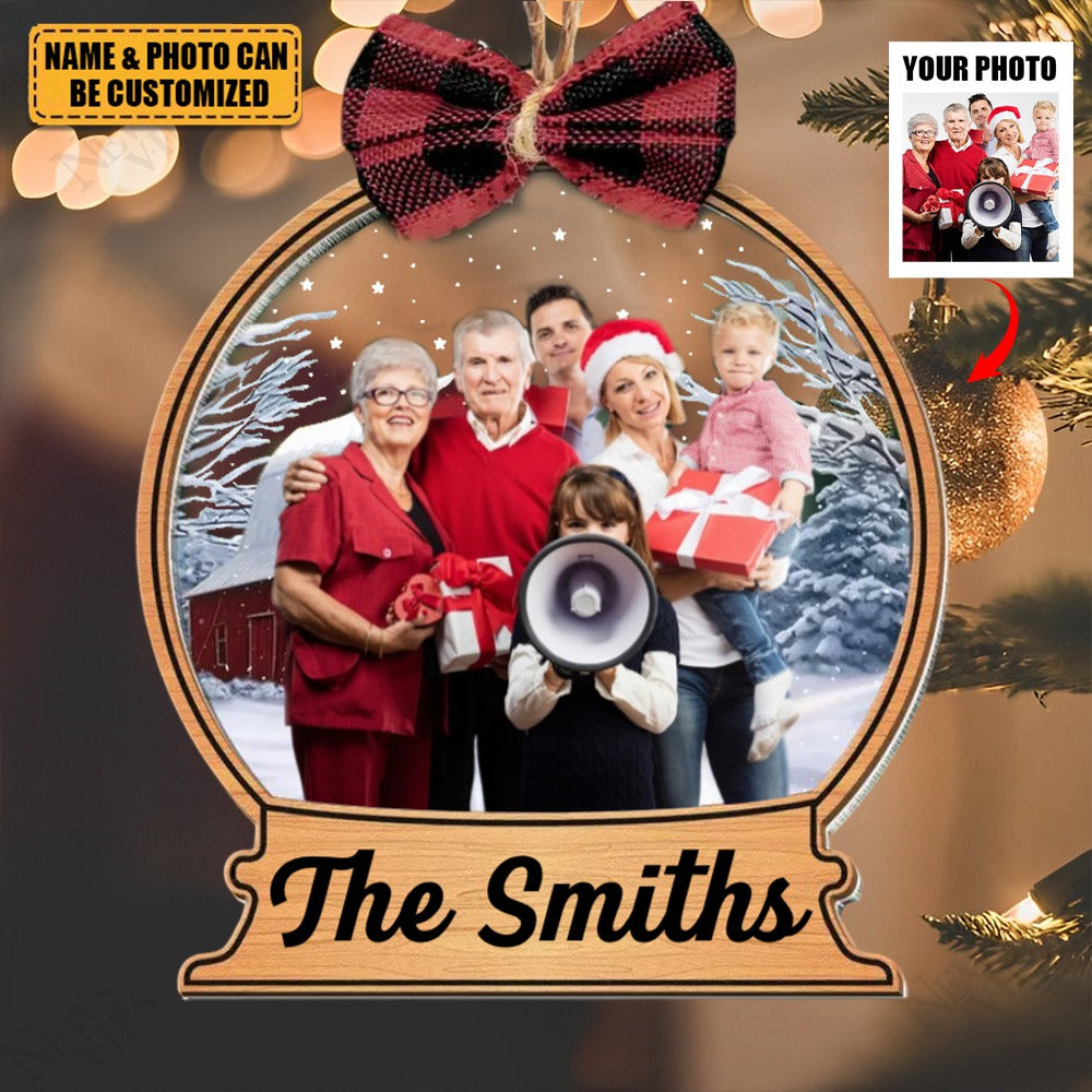 Custom Family Names Farmhouse - Personalized Photo Acrylic Ornament