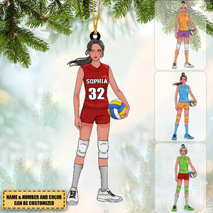 Personalized Volleyball Girl Acrylic Christmas Ornament For Volleyball Lovers