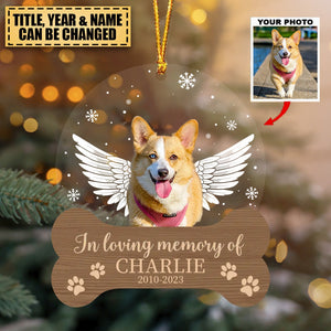 Forever In My Heart - Personalized Christmas photo Upload Gift Custom Memorial acrylic Ornament for loss pet, dog and cats lost Sympathy gifts