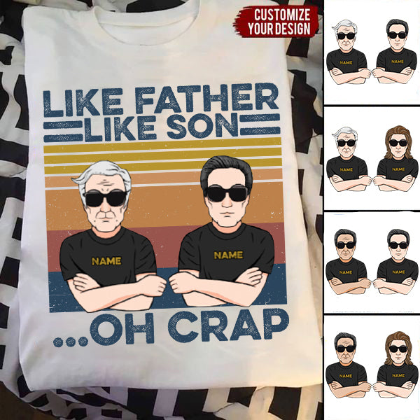 Like Father Like Son...Oh Crap - Personalized Shirt - Man And Son Fistbump