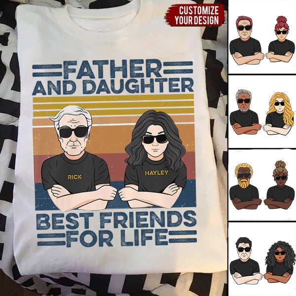 Father And Daughter, Best Friends For Life - Personalized Shirt - Man And Daughter Fistbump