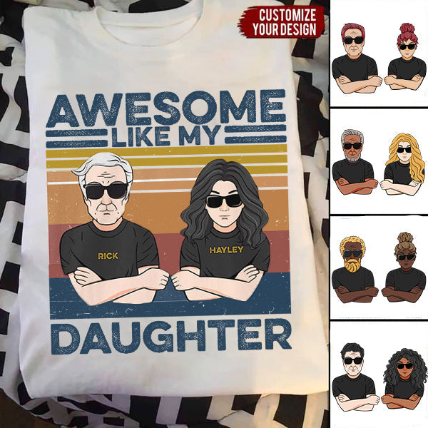 Awesome Like My Daughter - Personalized Shirt - Man And Daughter Fistbump