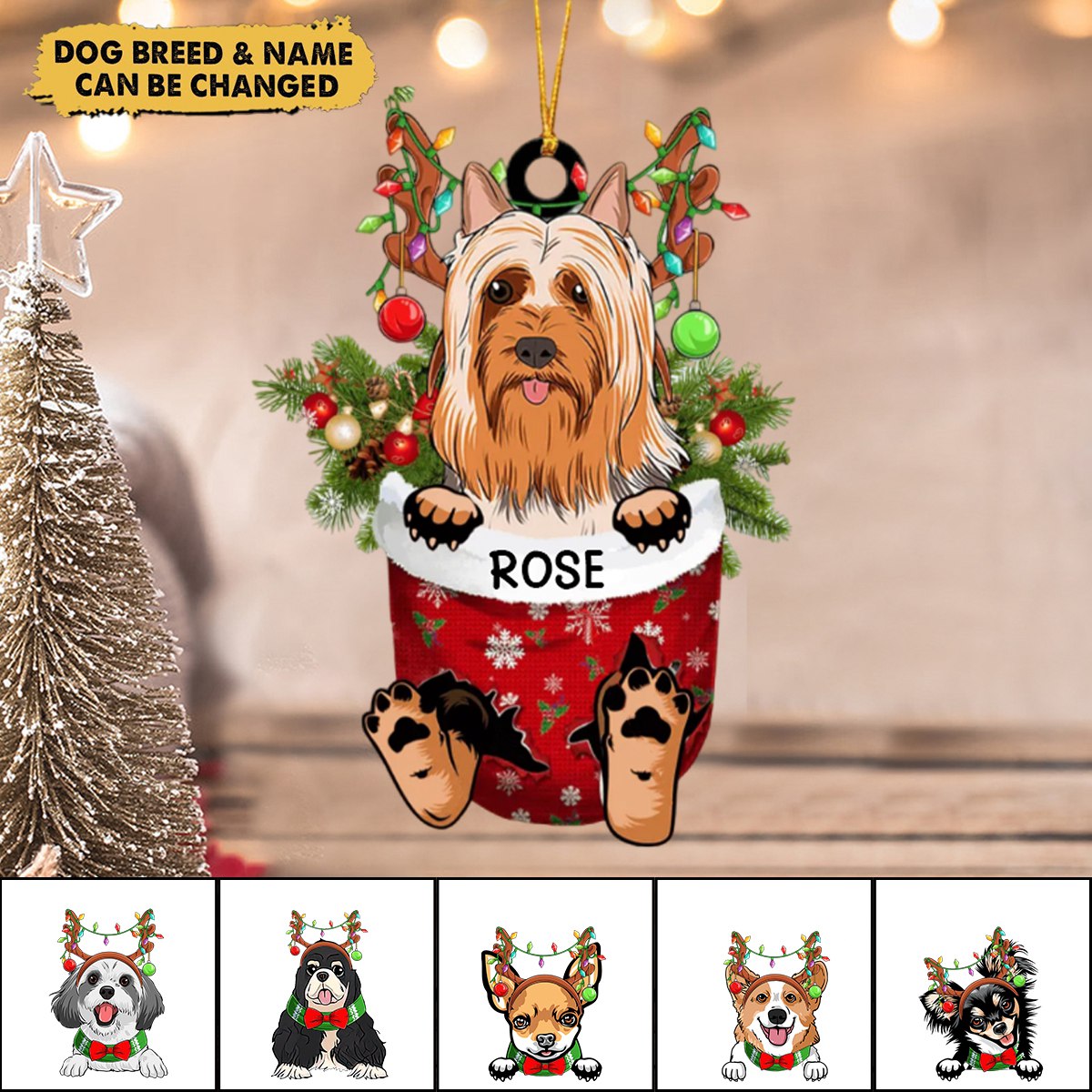 Christmas Dog In Snow Pocket Personalized Ornament