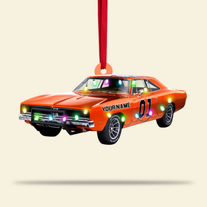 Personalized Classic Car Ornament - Custom Name And Number Christmas Tree Decor For Car Lovers