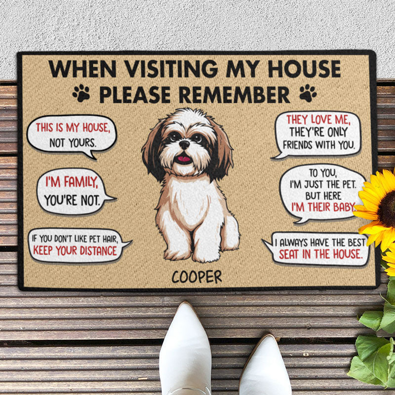 Visting My House Please Remember, Personalized Doormat, Custom Gift For Dog Lovers