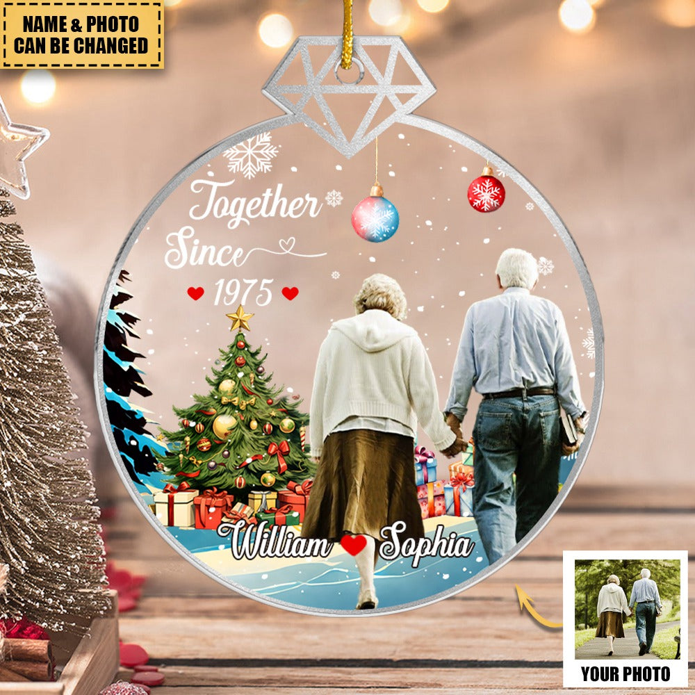 Together Since - Couple Personalized Photo Ornament - Acrylic Custom Shaped - Christmas Gift For Husband Wife, Anniversary
