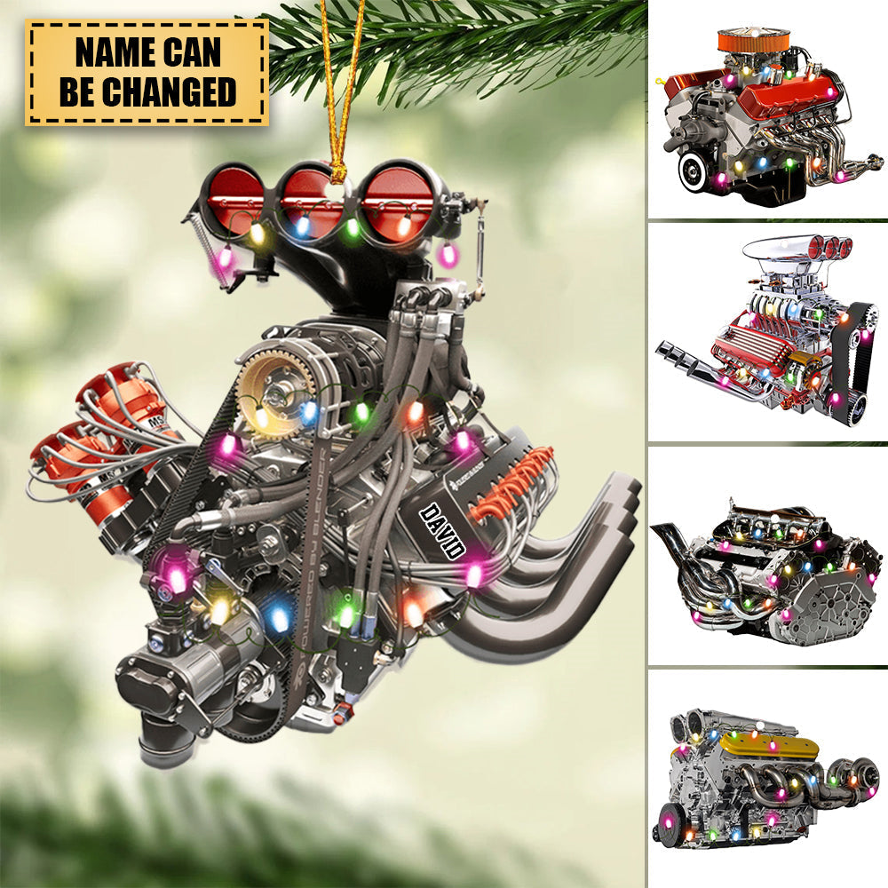 Drag Racing Hot Rod V8 Engine, Custom Drag Racing Ornament, Christmas Gift For Racing Lovers