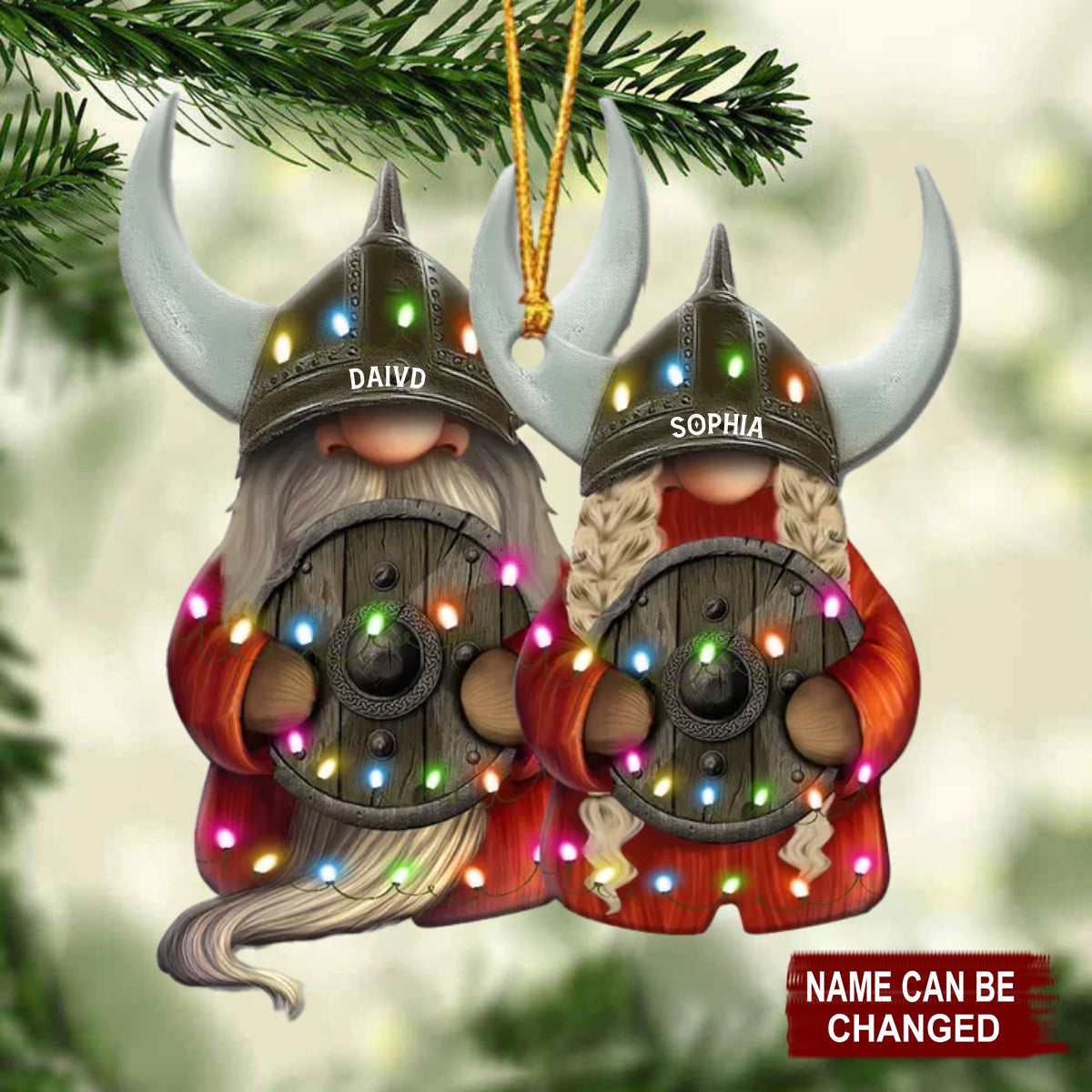 Couple With Printed Christmas Light - Personalized Christmas Ornament - Gift For Couples