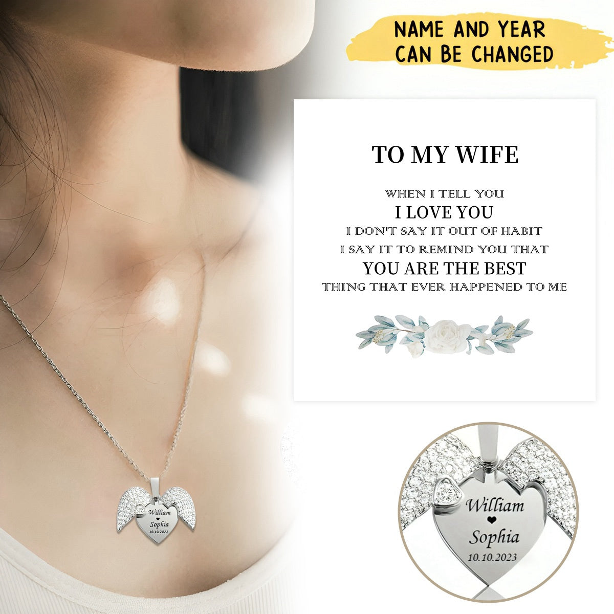 Engraved Heart Necklace Personalized Gift