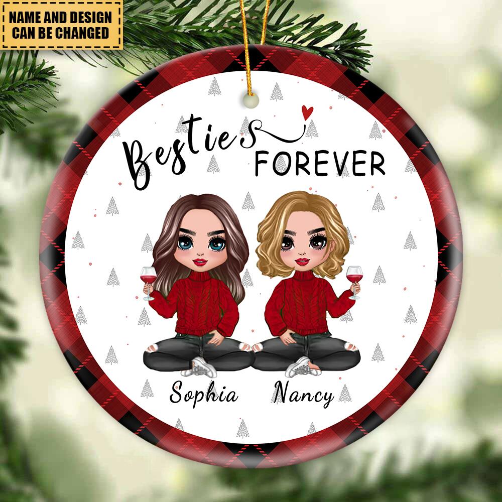 Doll Besties Christmas Checkered Pants - Personalized Ceramic Ornament