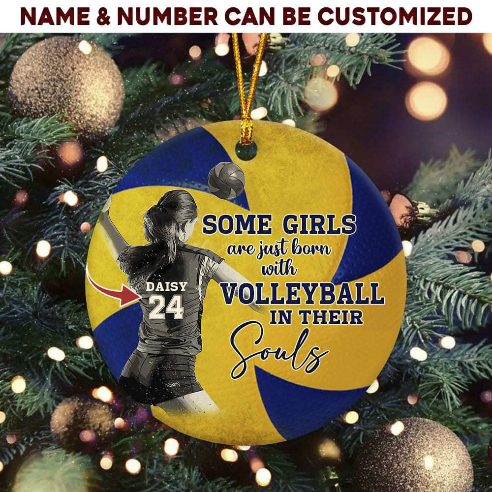 Personalized Some Girls Are Just Born With Volleyball Ornament
