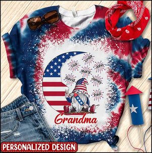 Grandma Mom's Dwarf Moon Firecracker Grandkids Independence Day Personalized 3D T-Shirt