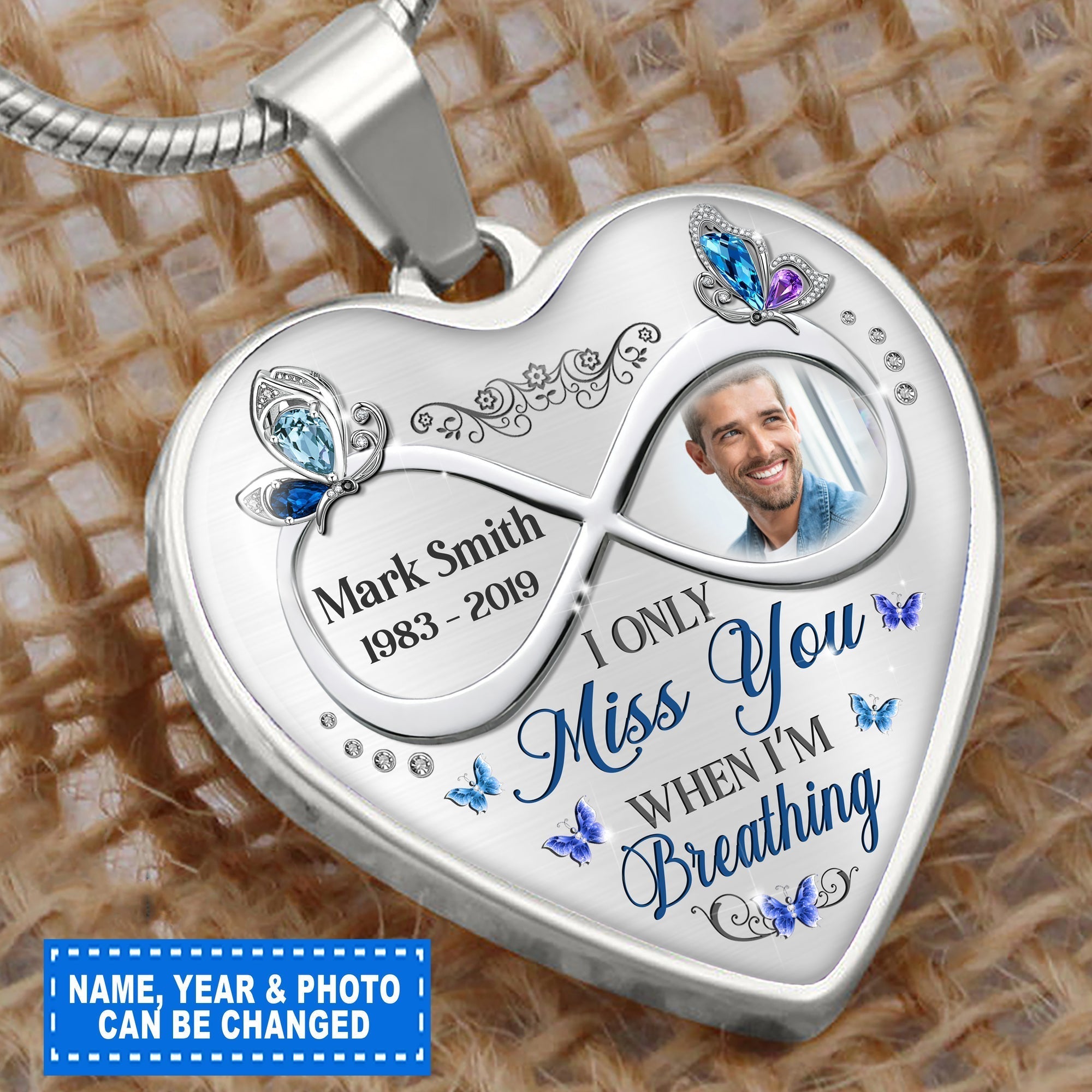 I Only Miss You When I'm Breathing Personalized Necklace