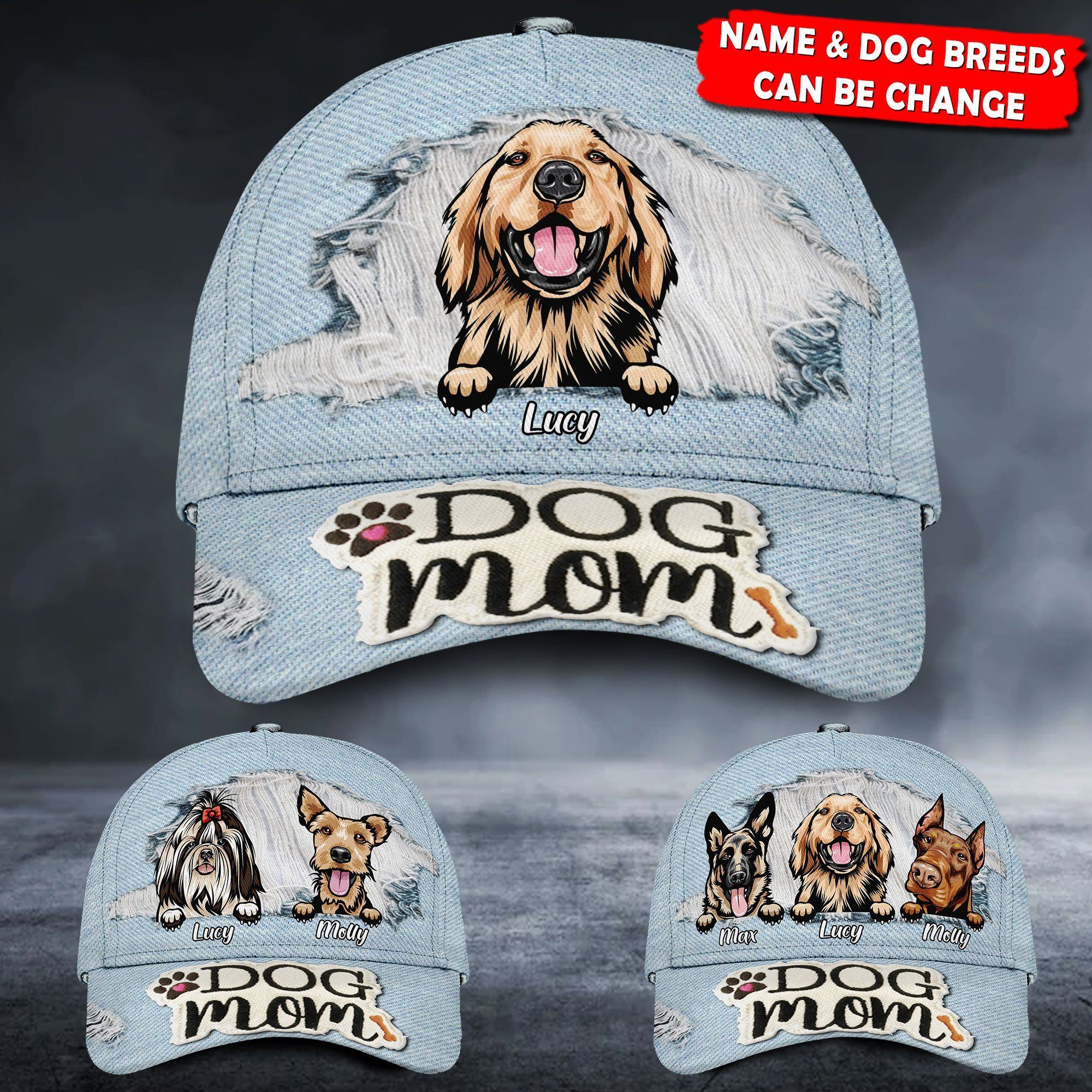 Personalized Dog Mom Classic Caps 3D Printing